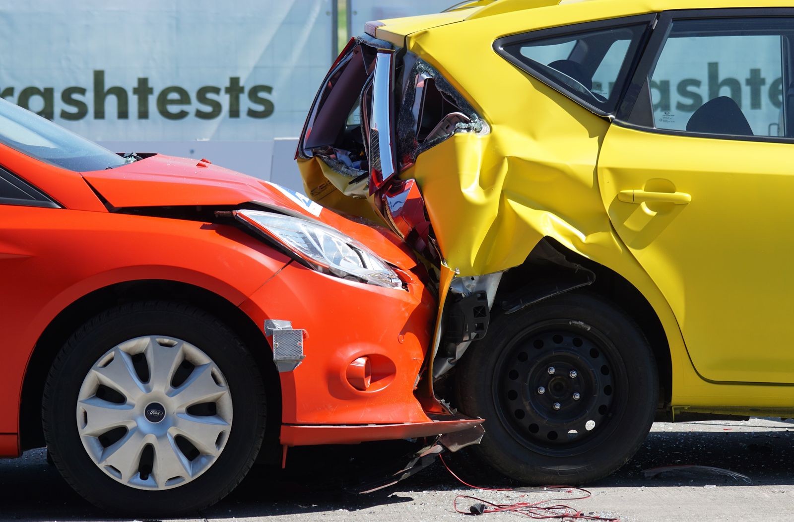 Damaged vehicles after a collision
