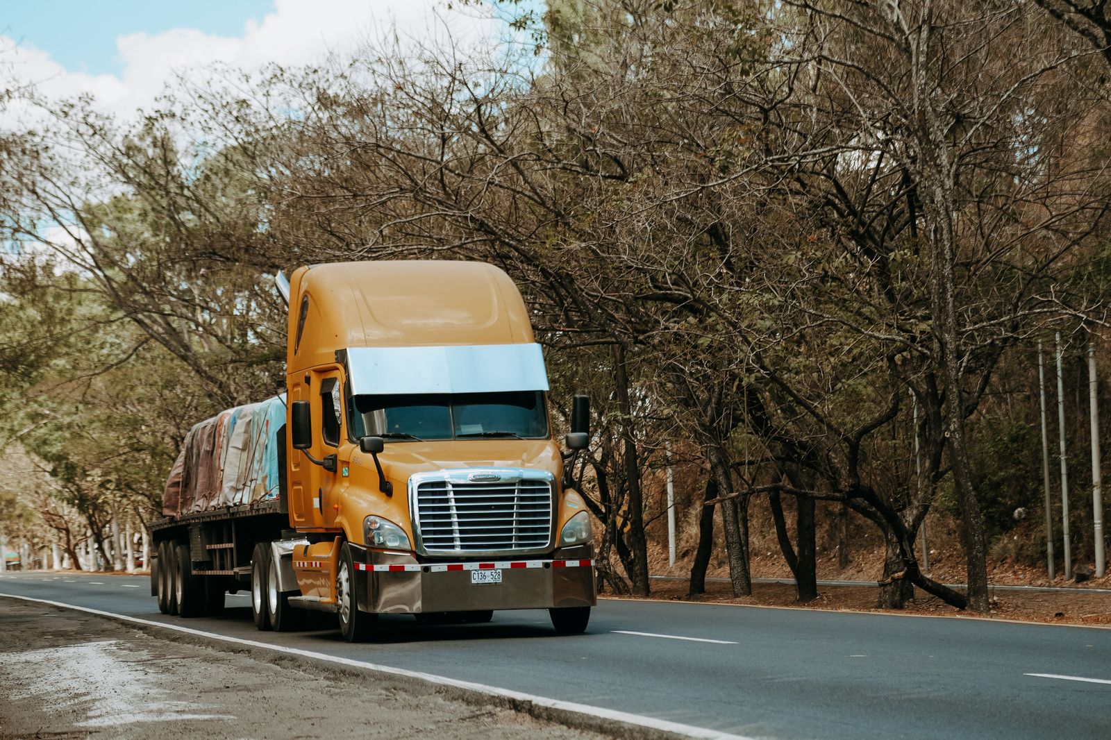 Tractor-trailer on a highway